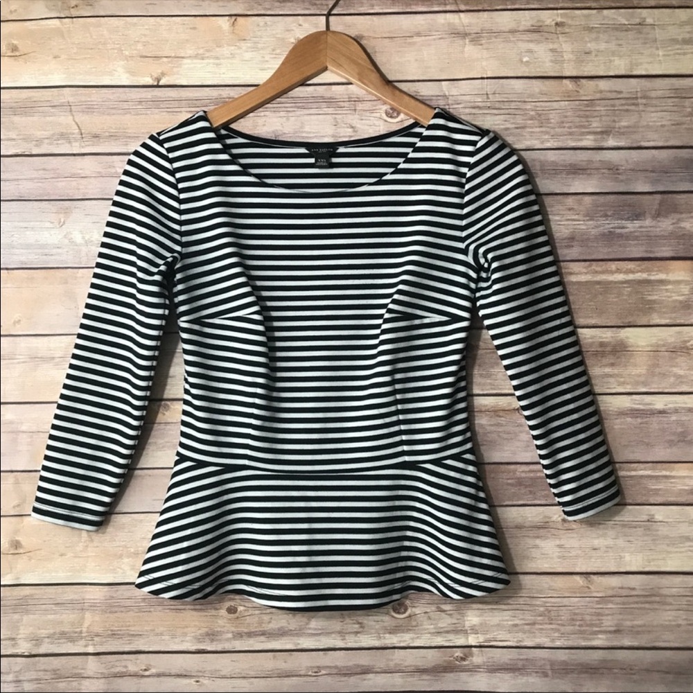 Ann Taylor Striped Peplum Top Size XXS